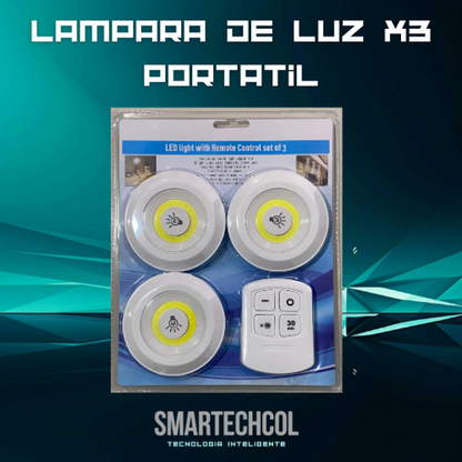 Lampara Luz Led X3 Portatil Inalambrica